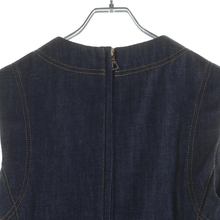 Christian Dior クリスチャンディオール ビジューデザイン ストーン半袖デニムワンピース インディゴブルー #38 6A22604L 1317の画像