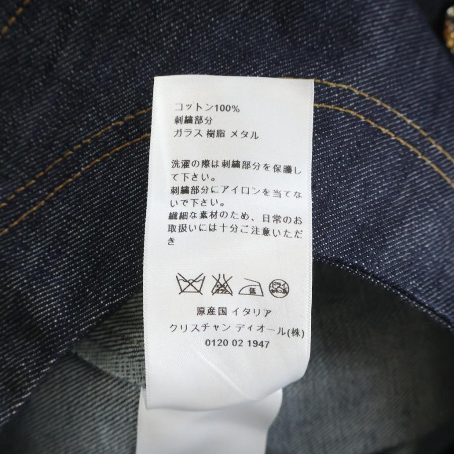 Christian Dior クリスチャンディオール ビジューデザイン ストーン半袖デニムワンピース インディゴブルー #38 6A22604L 1317の画像