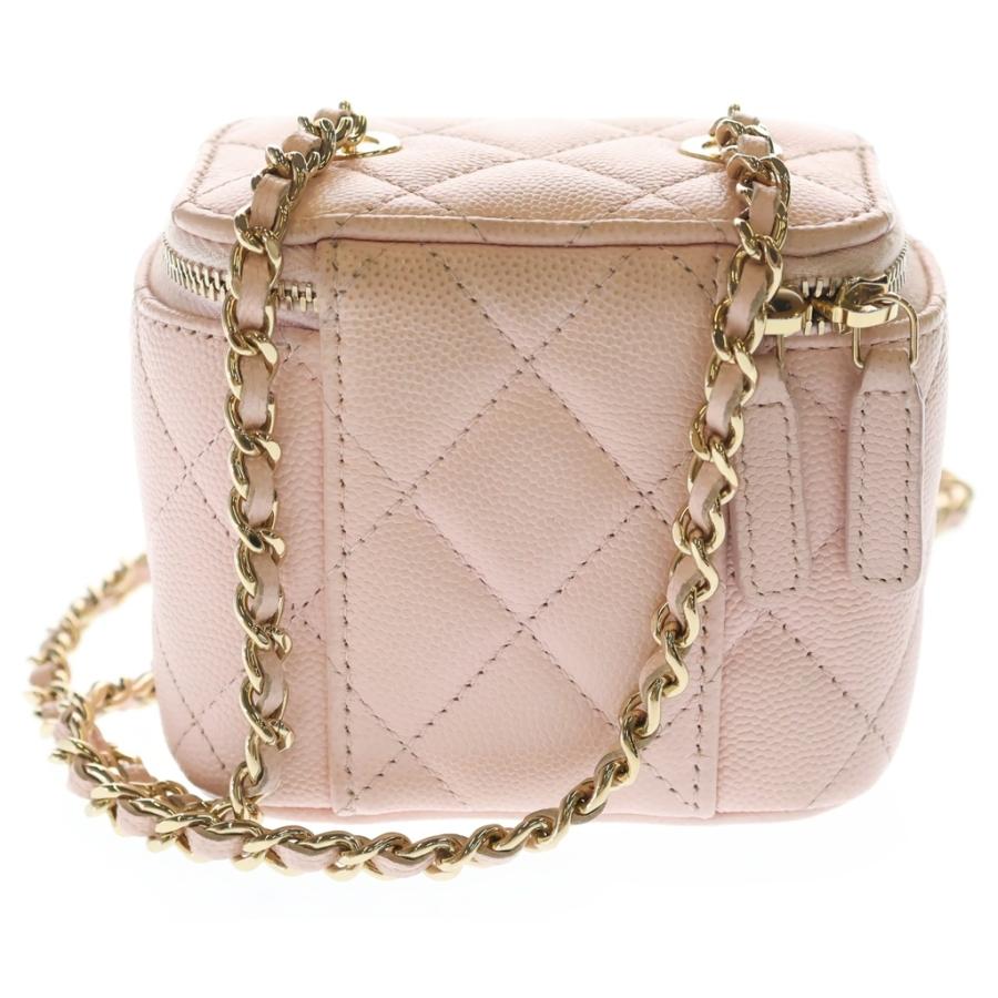 CHANEL シャネル ミニ バニティ チェーンショルダーバッグ ピンク キャビアスキン ゴールド金具_1
