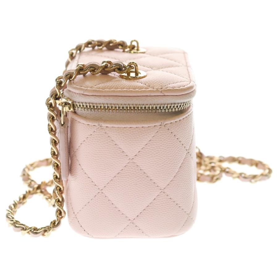 CHANEL シャネル ミニ バニティ チェーンショルダーバッグ ピンク キャビアスキン ゴールド金具_2