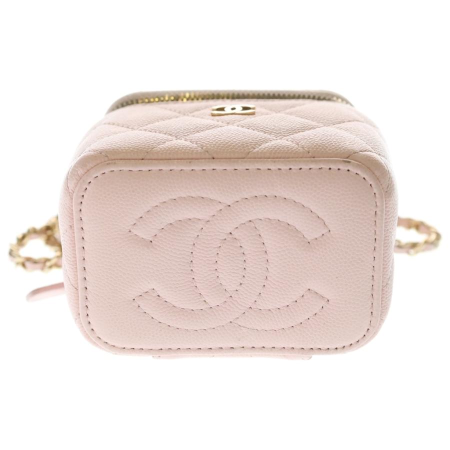 CHANEL シャネル ミニ バニティ チェーンショルダーバッグ ピンク キャビアスキン ゴールド金具_3