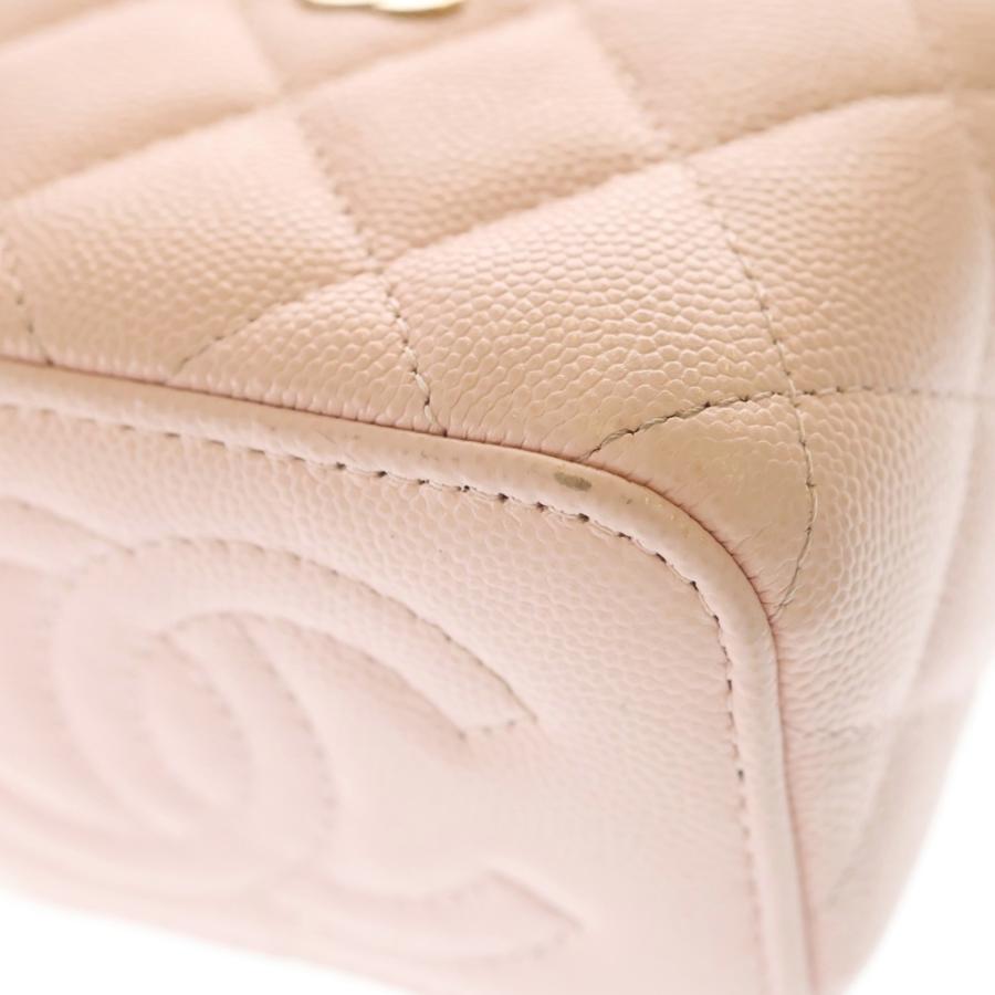 CHANEL シャネル ミニ バニティ チェーンショルダーバッグ ピンク キャビアスキン ゴールド金具_5