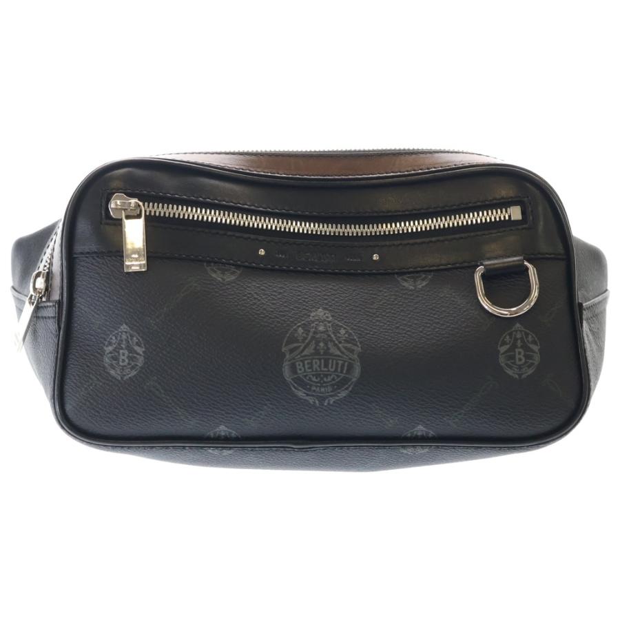 美品　Berluti ボディバッグ ブラック Berluti（ベルルッティ） シグネチャー ボディバッグ ウエストバッグ