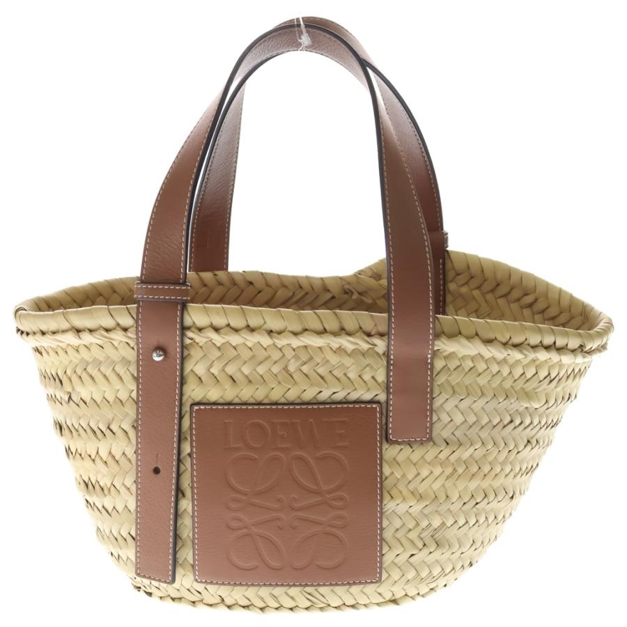 LOEWE アナグラムバスケットバッグ スモール かごバッグ ベージュ ブラウン LOEWE（ロエベ） アナグラム バスケットバッグ スモール ラフィア