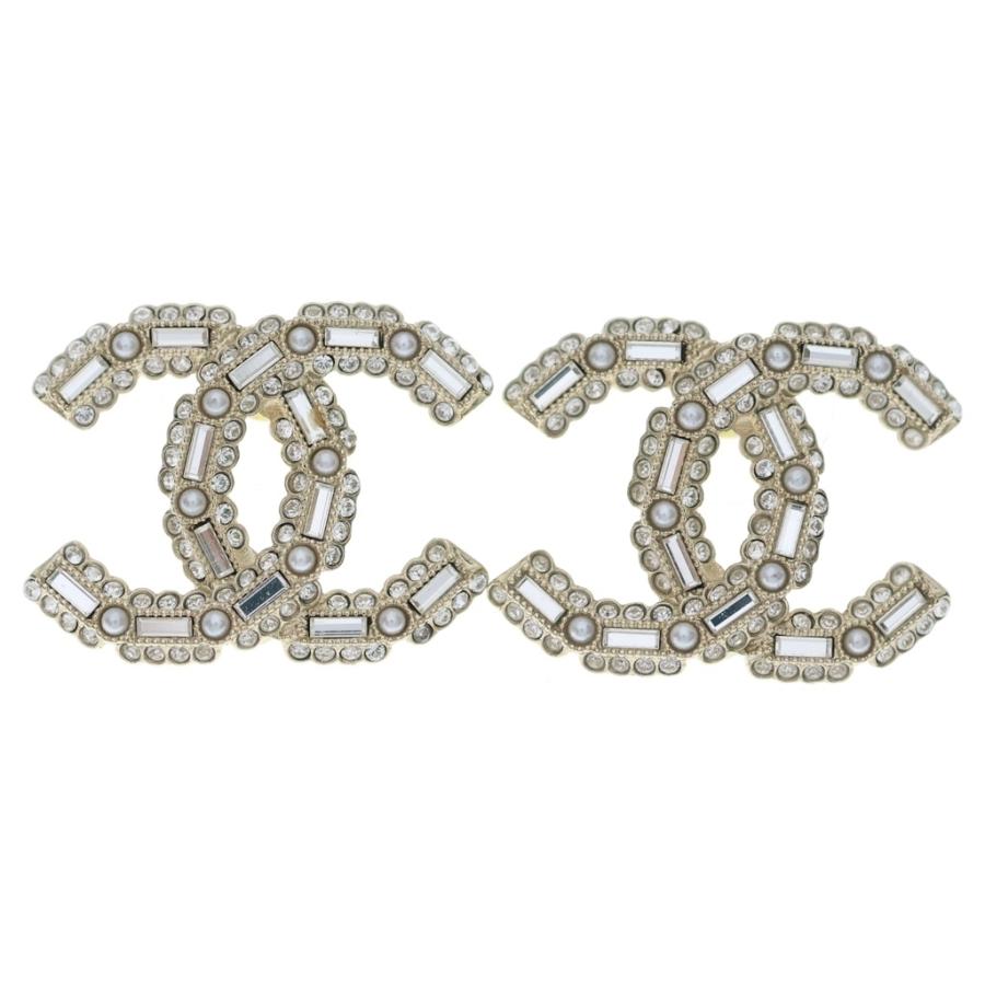 シャネル ココ ラインストーン フェイクパール ピアス 美品 【鑑定済】 CHANEL（シャネル） ココマーク ピアス ラインストーン フェイクパール