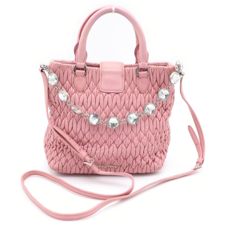 miumiu マテラッセ ナッパクリスタル レザー 2WAYハンドバッグ miumiu ミュウミュウ マテラッセ ナッパ クリスタル 2WAYハンドバッグ