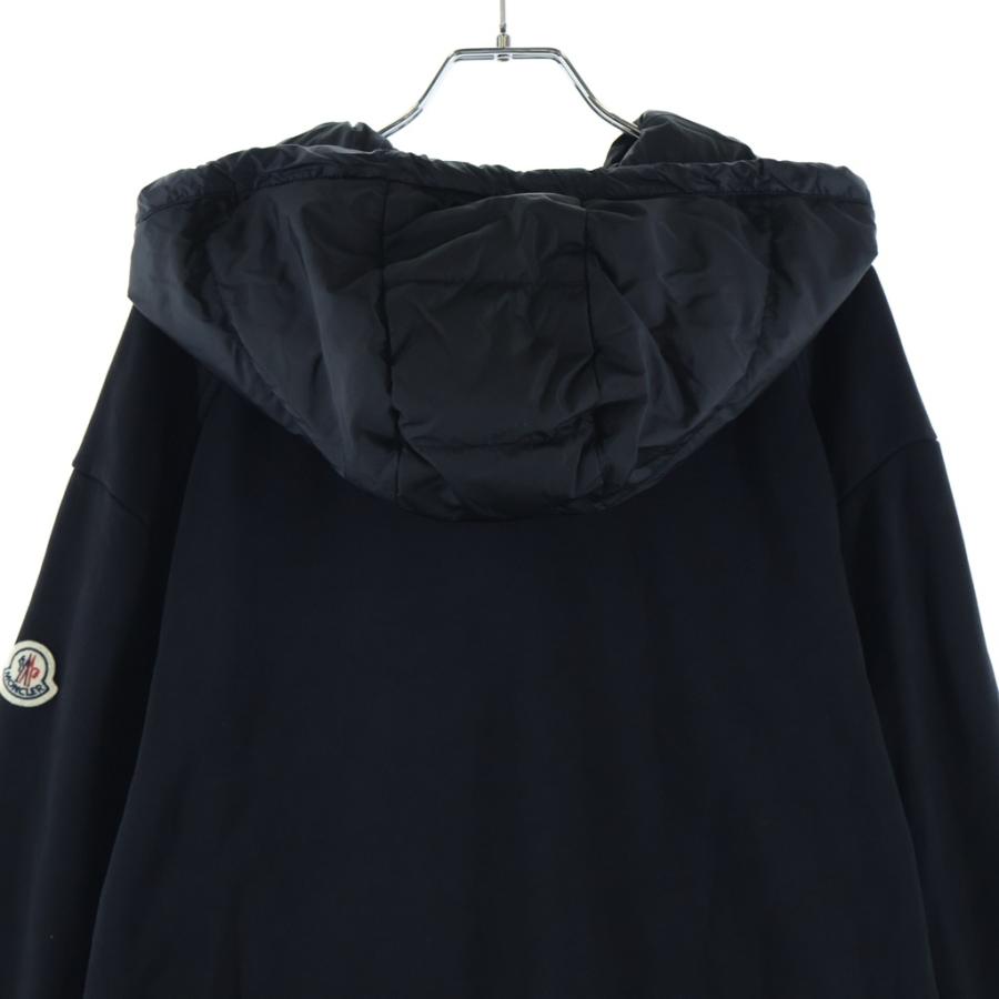MONCLER ダウン切替 ニットパーカー ブラック MONCLER（モンクレール） フード付き ダウン 切替 スウェット パーカー