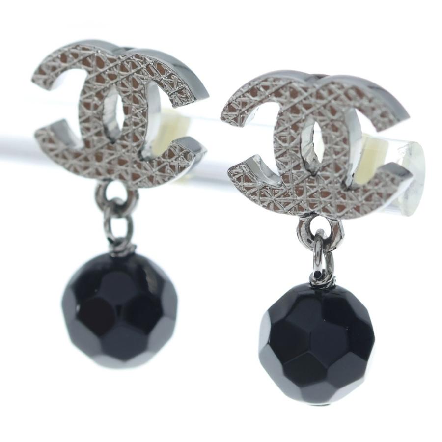 CHANEL ココマーク スイングピアス ブラック CHANEL（シャネル） ココマーク スイングピアス ブラック×シルバー