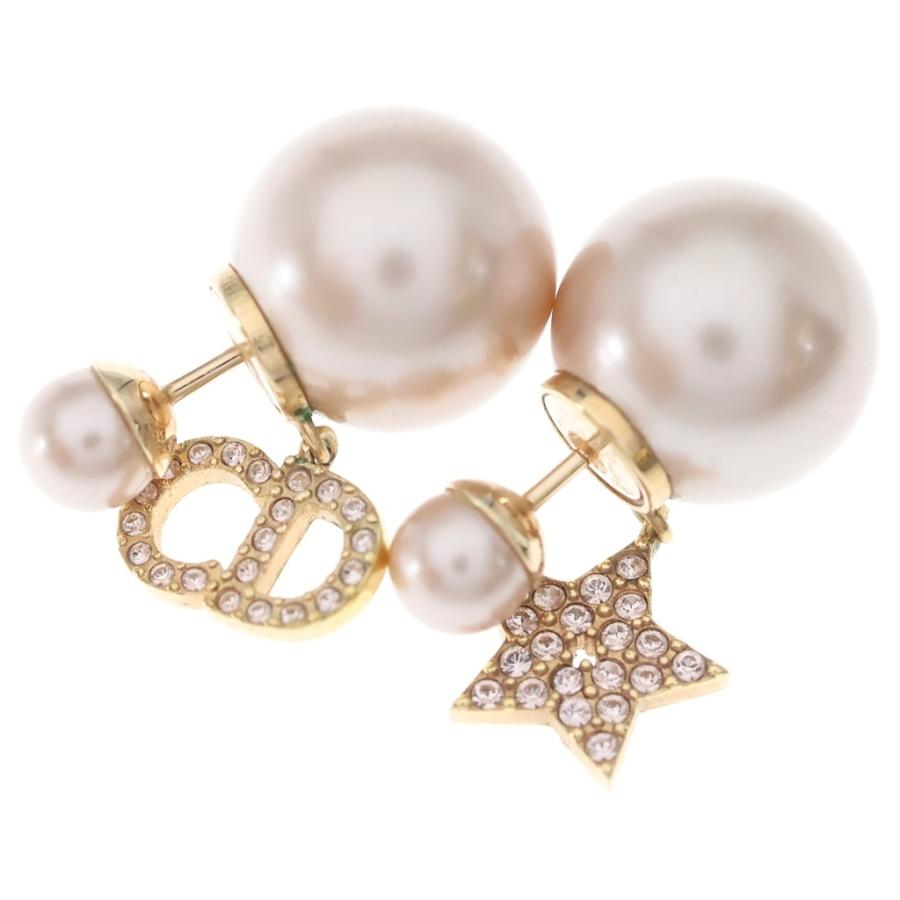 25854✨クリスチャンディオール ピアス トライバル フェイクパール スター Christian Dior（クリスチャン・ディオール） CDロゴ トライバル