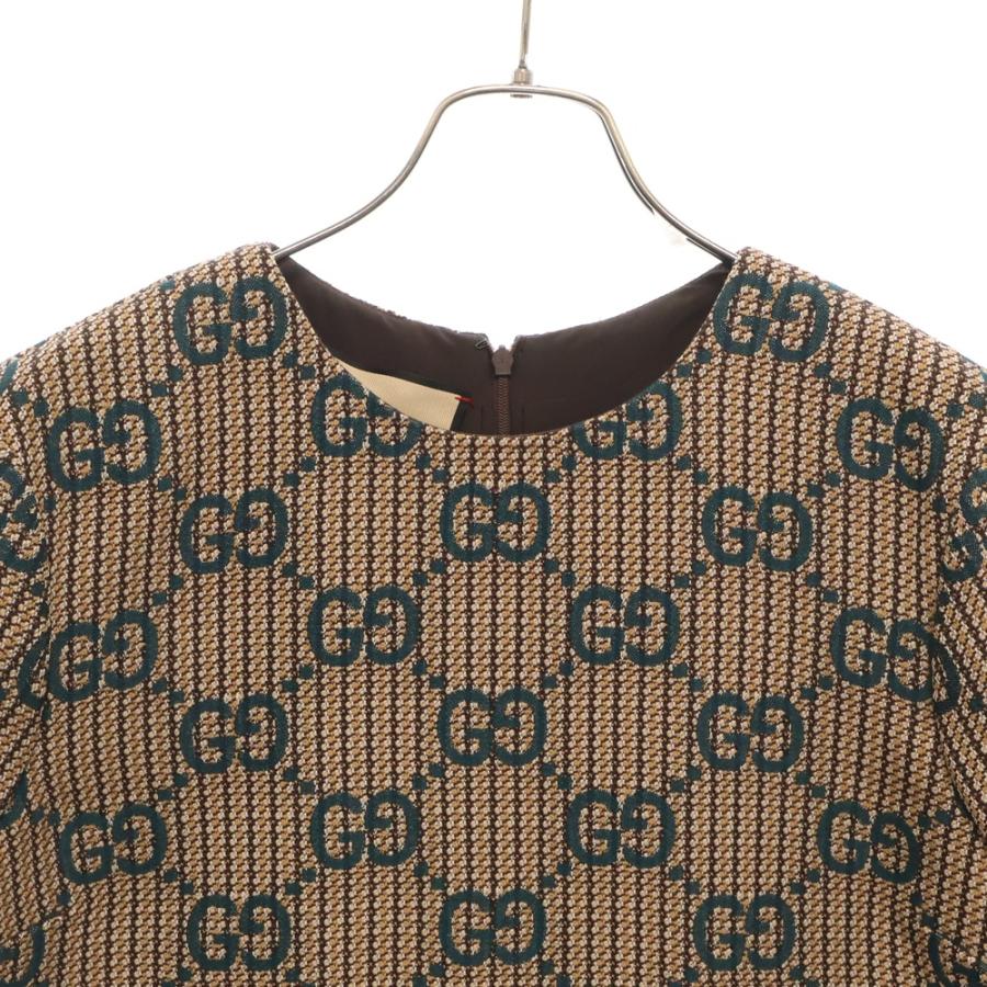 GUCCI（グッチ） GG ドレス ワンピース グリーン×ベージュ ウール 42