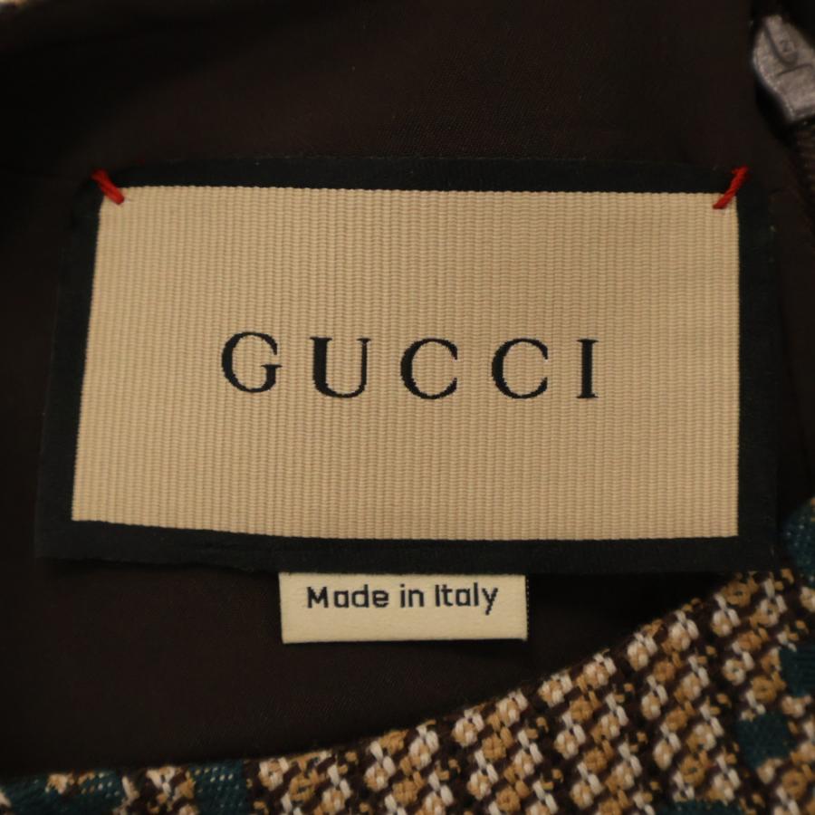 GUCCI（グッチ） GG ドレス ワンピース グリーン×ベージュ ウール 42