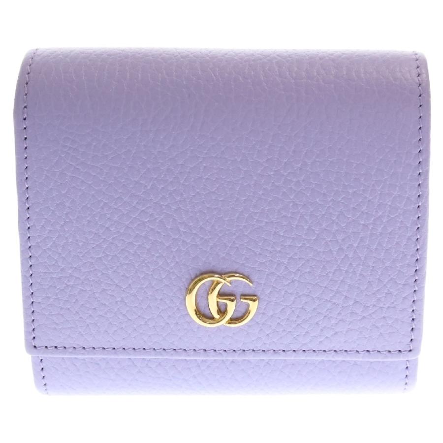 GUCCI グッチ GGマーモント レザー コンパクトウォレット 二つ折り財布 パープル 598587 GUCCI（グッチ） GGマーモント レザー コンパクトウォレット 二つ折り