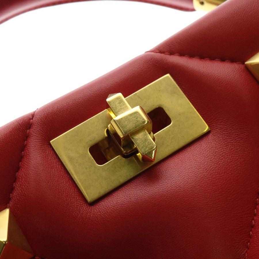 VALENTINO ヴァレンティノ カラヴァーニ ローマンスタッズ 2WAY レザーハンドバッグ チェーンショルダーバッグ レッド レディース VALENTINO（ヴァレンティノ） カラヴァーニ ローマンスタッズ 2WAY