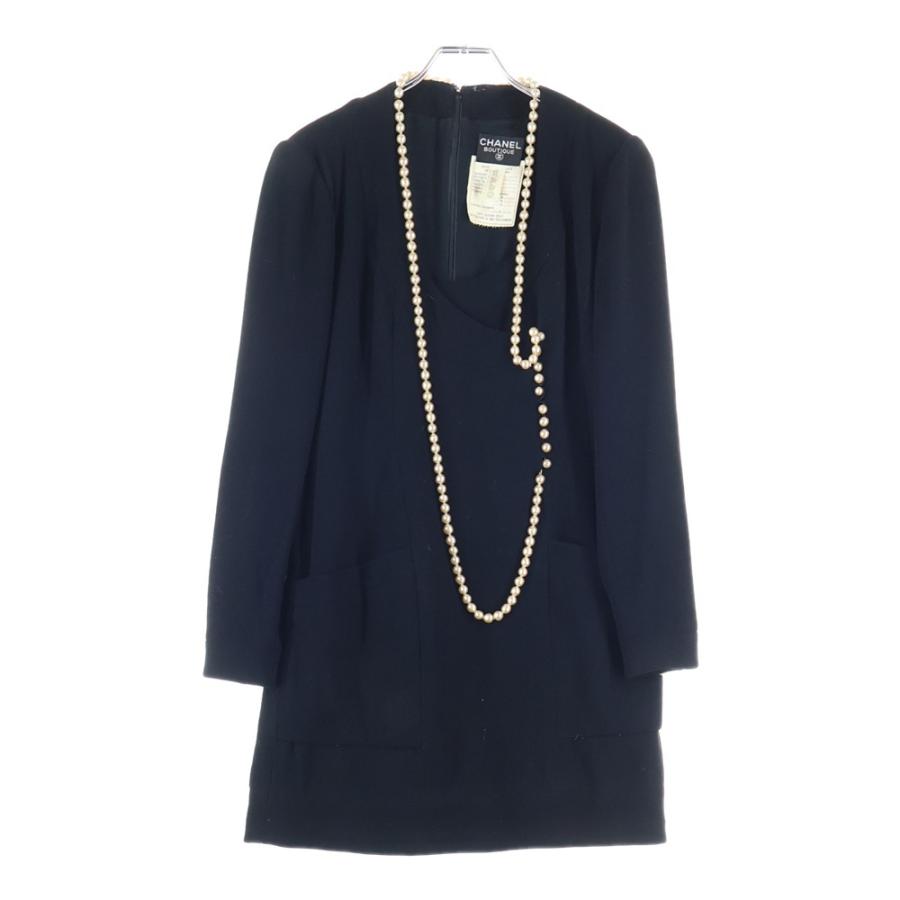 極美品　CHANEL シャネル　パール　ワンピース　ニット　カシミヤ　ドレス 極美品CHANEL シャネルパールワンピースニットカシミヤドレス