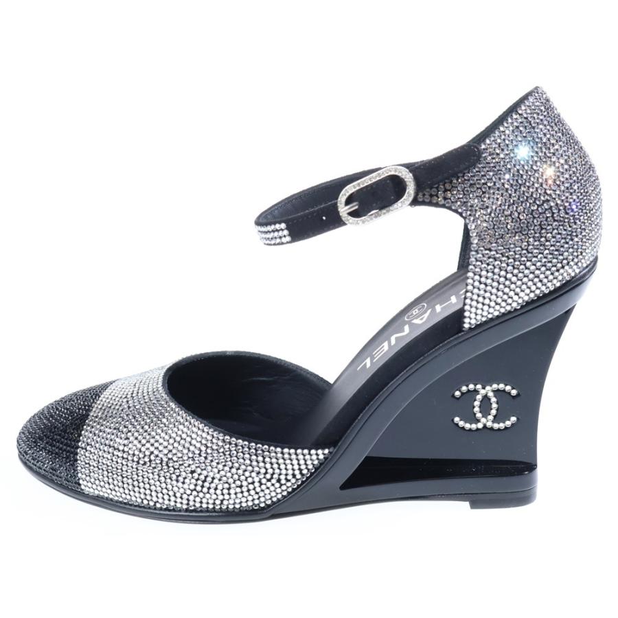 CHANEL（シャネル） グリッター アンクルストラップサンダル ブラック 