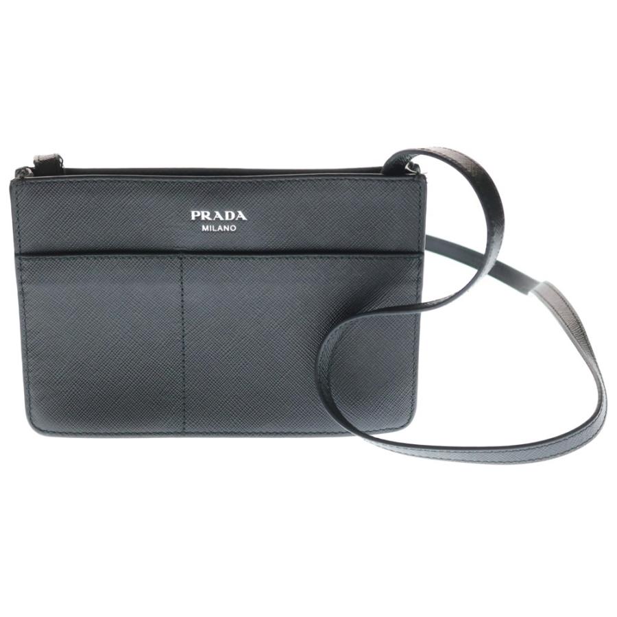 PRADA プラダ ショルダーバック サフィアーノ ミニバッグ ブラック レザー シルバー金具 PRADA（プラダ） ショルダーバック サフィアーノ ミニバッグ ブラック