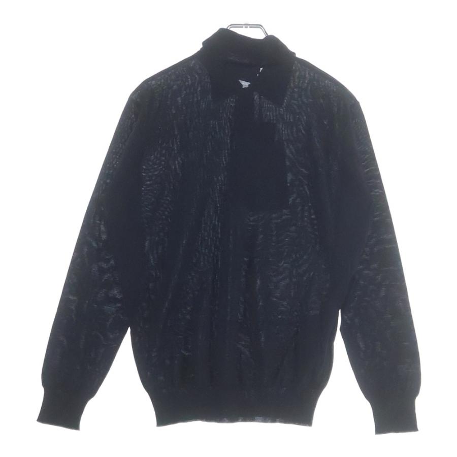 PRADA（プラダ） ウールニット 長袖ポロシャツ ネイビー レディース