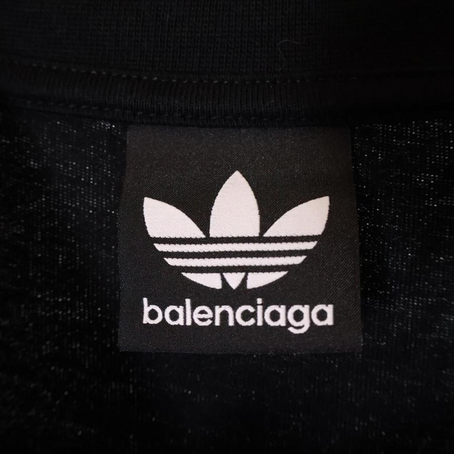 BALENCIAGA × adidas / 23SS/3ストライプロゴプリントTシャツ/4/コットン/BLK/無地/739101 BALENCIAGA（バレンシアガ） 23SS ×adidas アディダス 3ストライプ