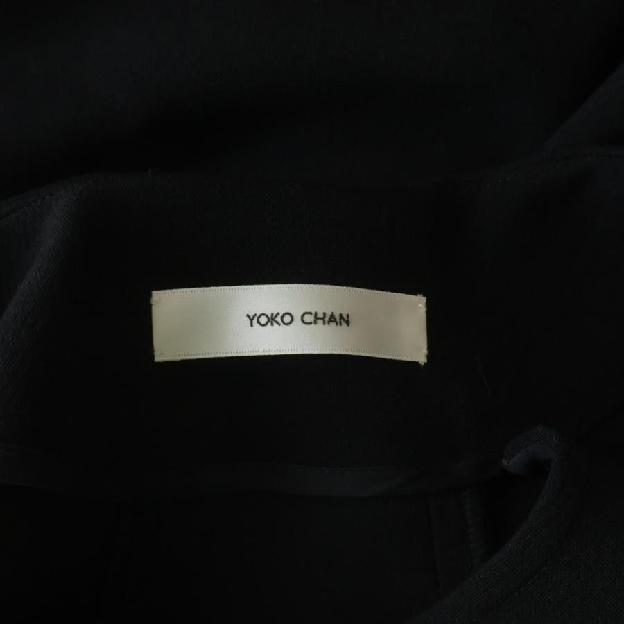 YOKO CHAN ブラックワンピース パール装飾 YOKO CHAN ヨーコ チャン バックパール装飾 ノースリーブ ミディアム
