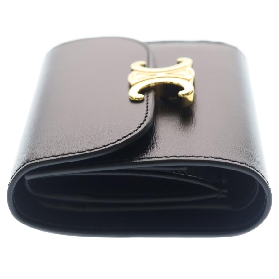 CELINE トリオンフ 三折り財布 ブラック ゴールド金具 CELINE（セリーヌ） トリオンフ 三つ折り財布 コンパクトウォレット