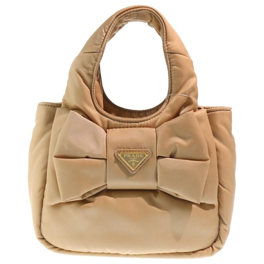 PRADA プラダ テスート リボン付きパデット ミニ ハンドバッグ ベージュ 1BA359 PRADA（プラダ） テスート リボン付きパデット ミニ ハンドバッグ