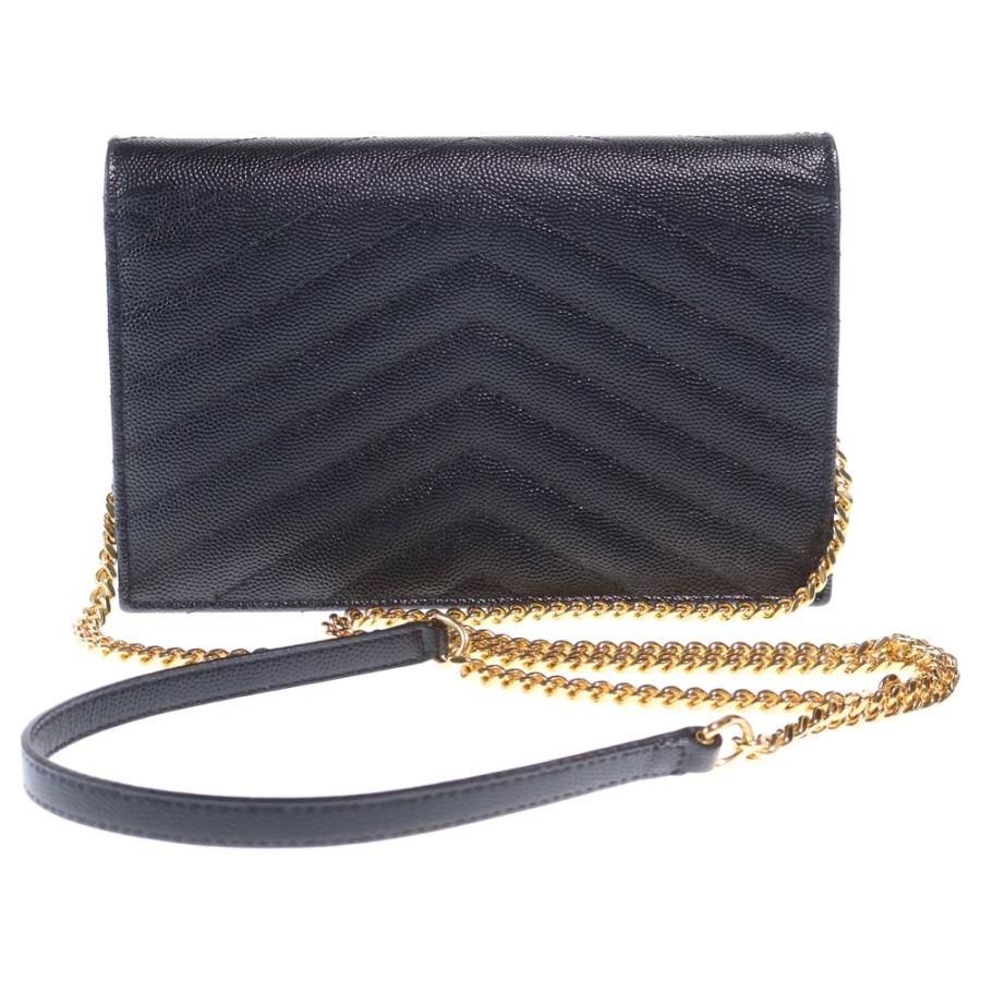 YVES SAINT LAURENT イヴサンローラン カサンドラ エンベロープ チェーンウォレット ショルダーバッグ ブラック レザー 393953 ゴールド金具 Yves Saint Laurent（イヴ・サンローラン） カサンドラ エンベロープ