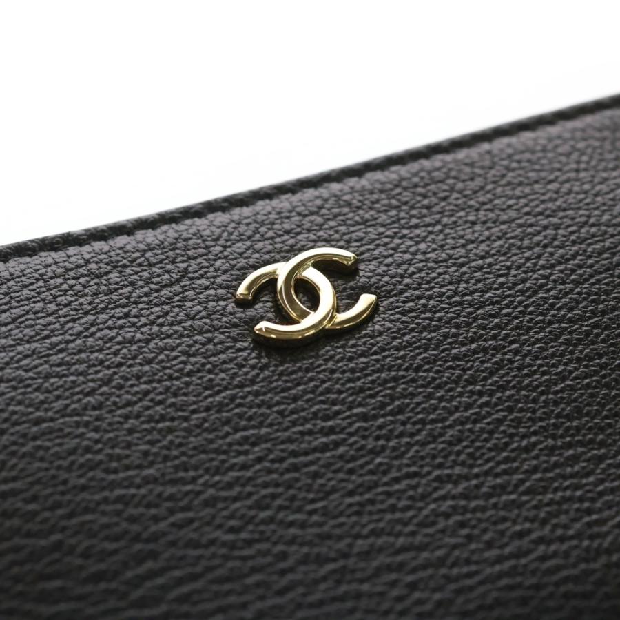 CHANEL シャネル ココマーク ジップコインケース ミニ財布 ブラック レザー ゴールド金具の画像