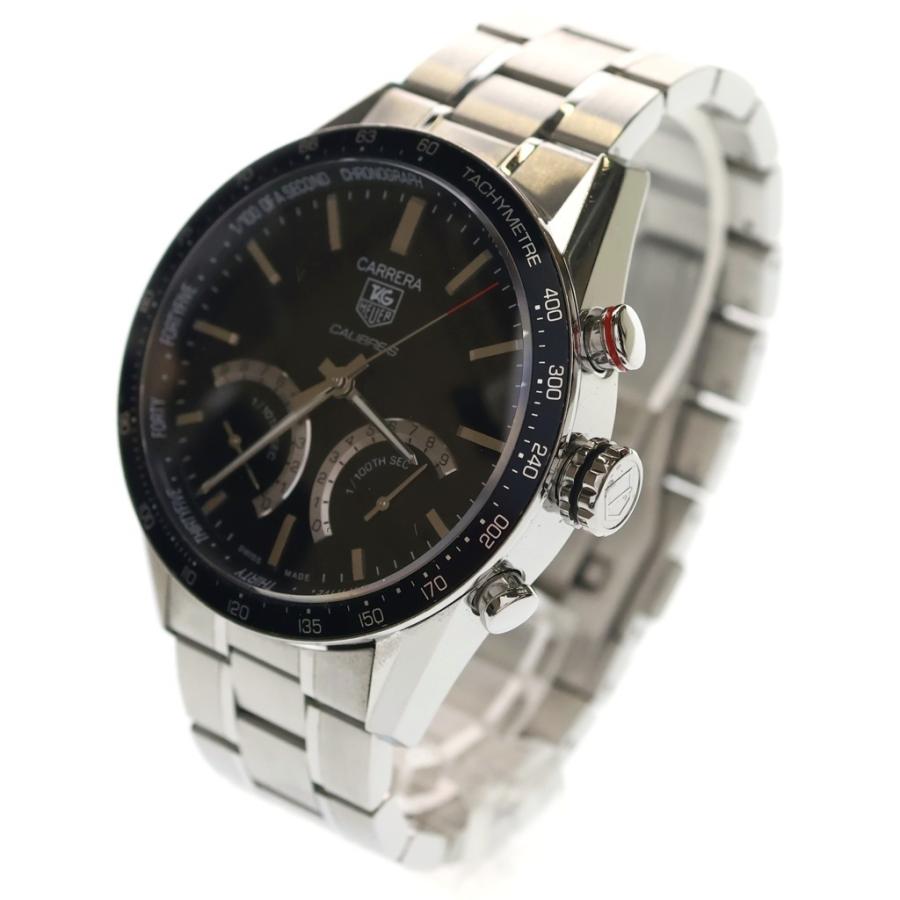 TAG HEUER タグホイヤー カレラ キャリバーS 黒文字盤 ステンレス クオール SS/QZ CV7A12 腕時計の画像