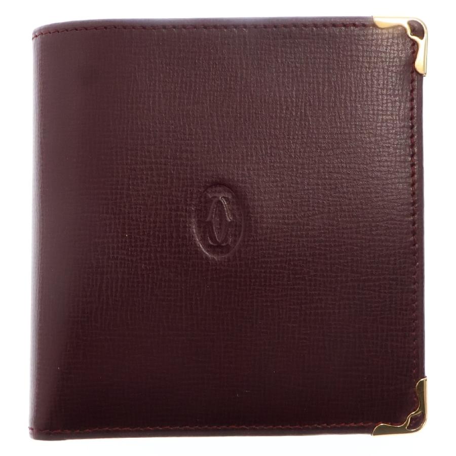 Cartier カルティエ マストライン 二つ折り財布 ボルドー レザー Cartier カルティエ マストライン 二つ折り財布 ボルドー レザー