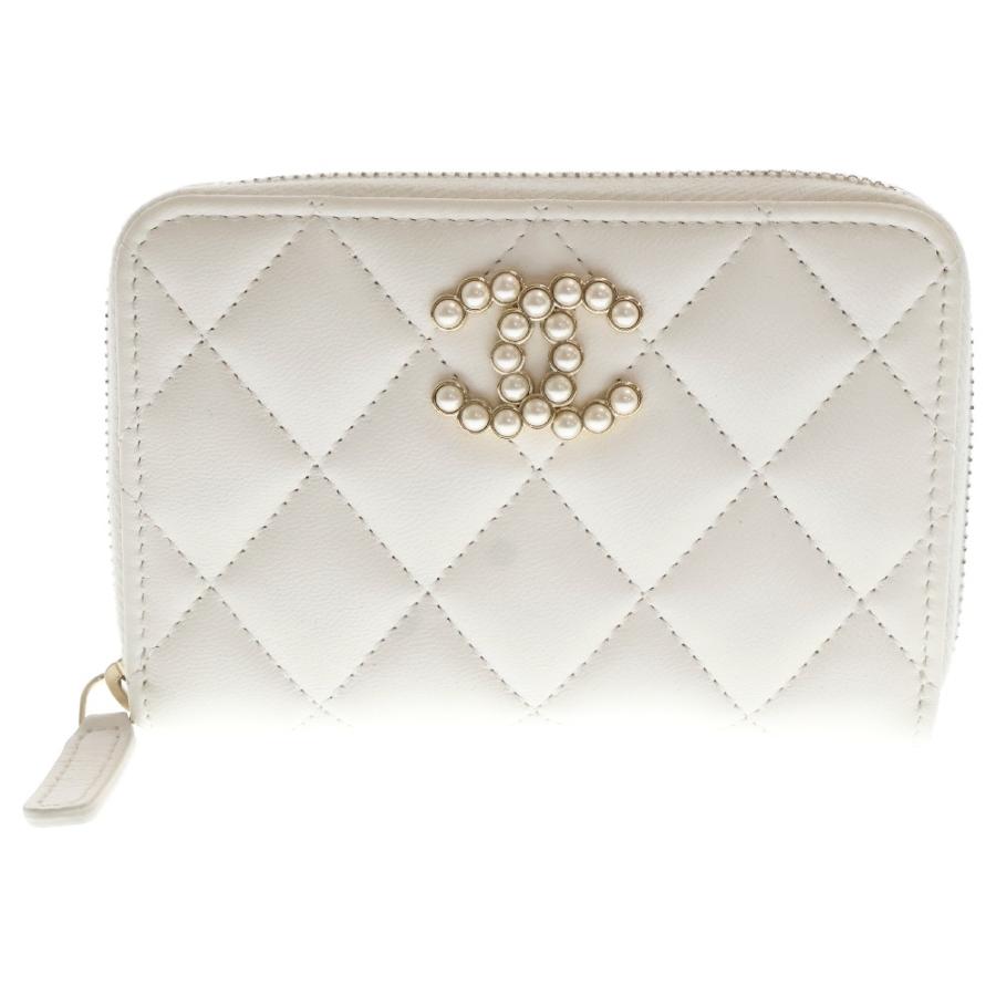 CHANEL（シャネル） マトラッセ COCOパール コインケース ホワイト