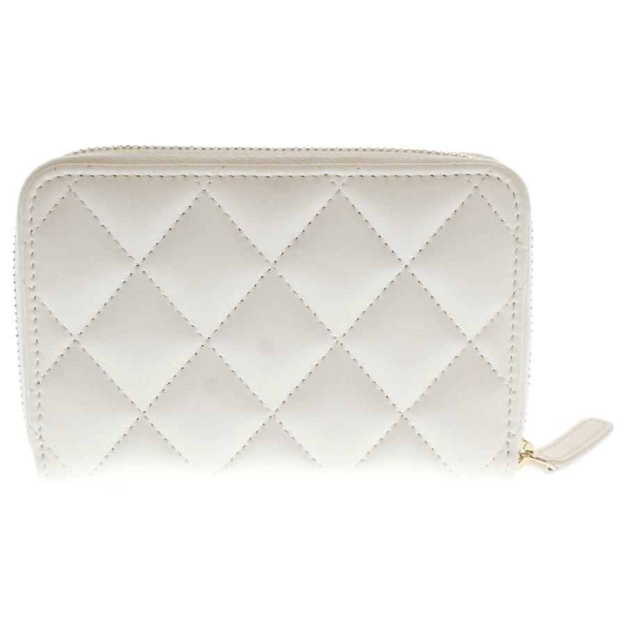 CHANEL シャネル マトラッセ COCOパール コインケース ホワイト レザー 
