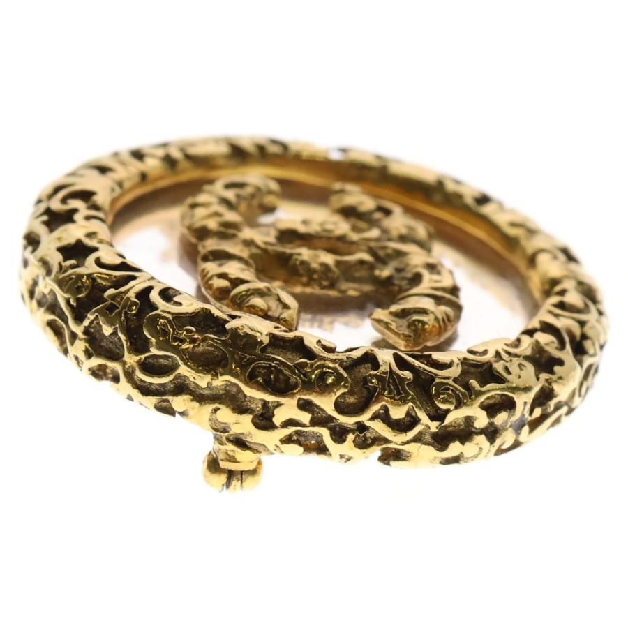 CHANEL シャネル ココマーク ブローチ 溶岩 ゴールド GP バッジ