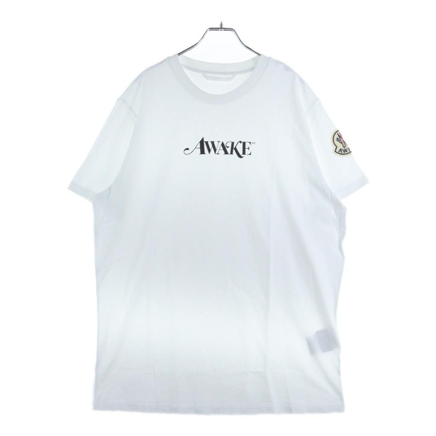 MONCLER メンズAWAKE Tシャツ　ホワイト MONCLER（モンクレール） ×AWAKE アウェイク フロントロゴ半袖Tシャツ