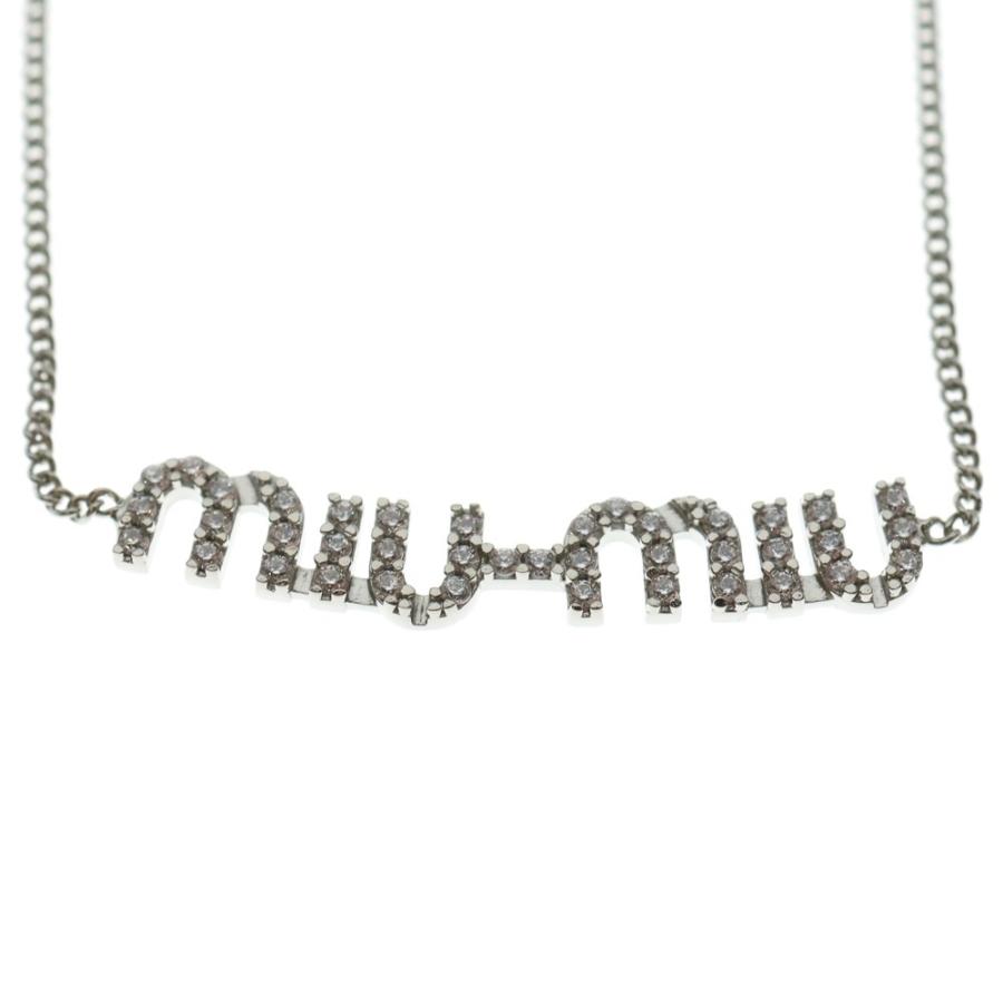 miumiu ミュウミュウ ラインストーン ロゴネックレス ペンダント