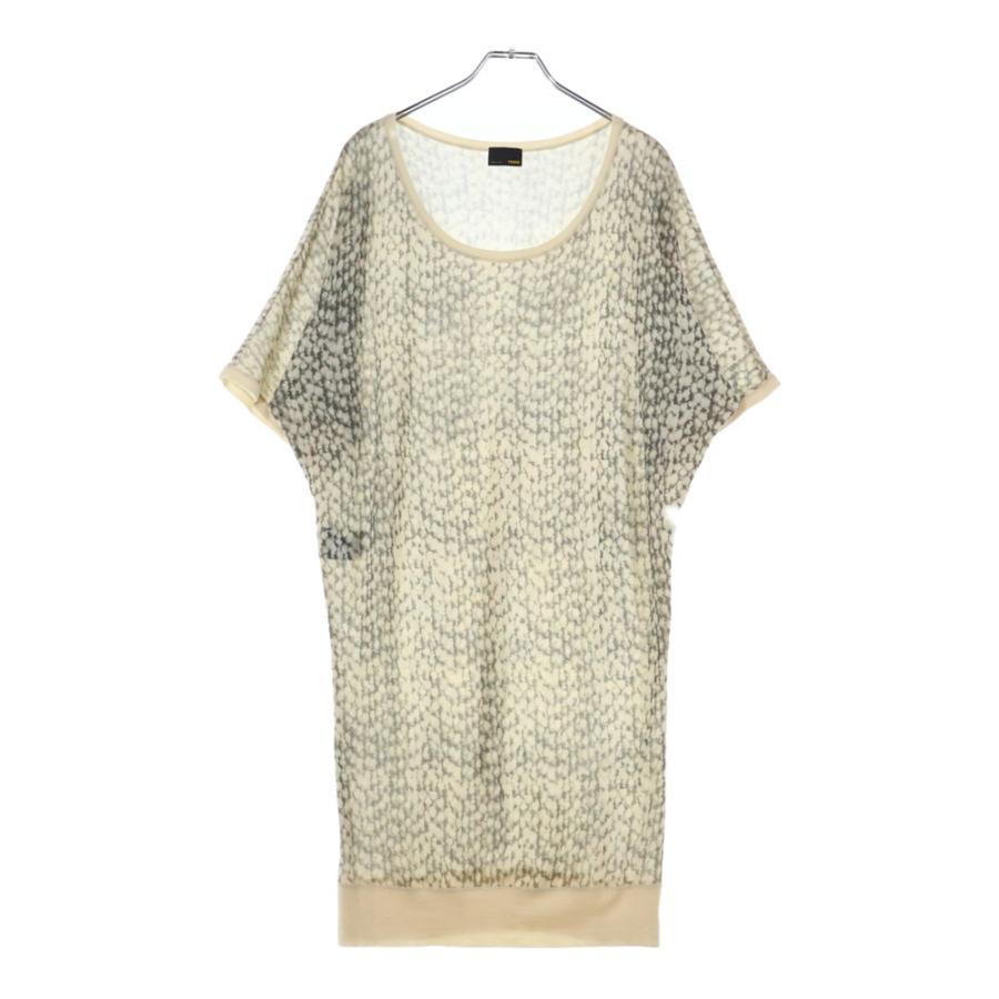 FENDI（フェンディ） 総柄プリント カシミヤ 半袖ニット ワンピース