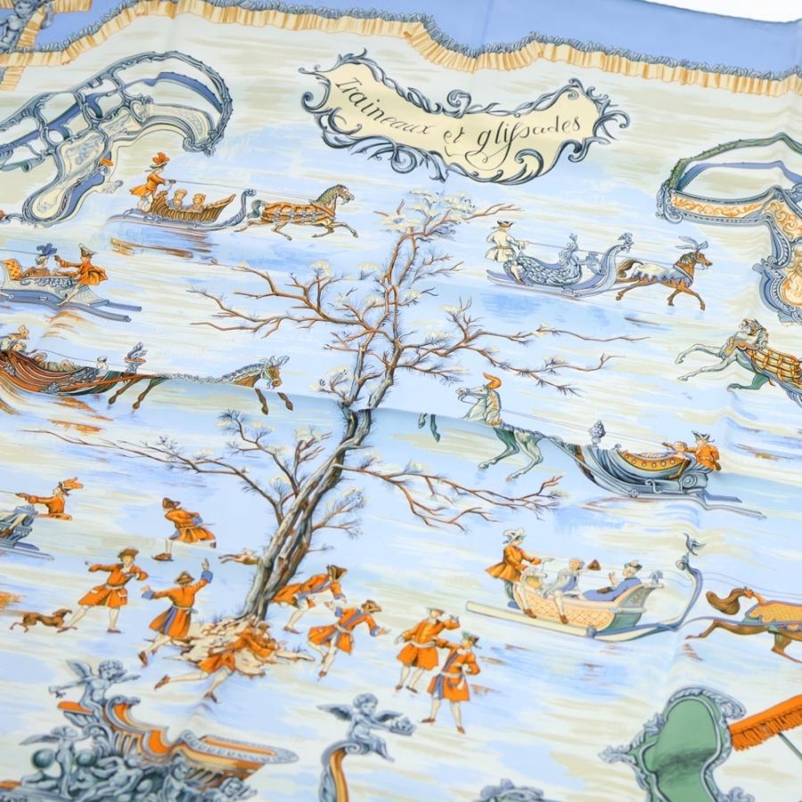 HERMES カレ90 ソリとスケート HERMES（エルメス） カレ90 ソリとスケート シルクスカーフ Traineaux