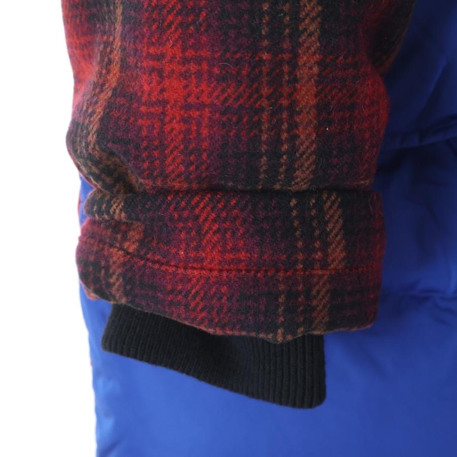 GUCCI（グッチ） ワッペンロゴ チェック柄 ウール切り替え フーデッド