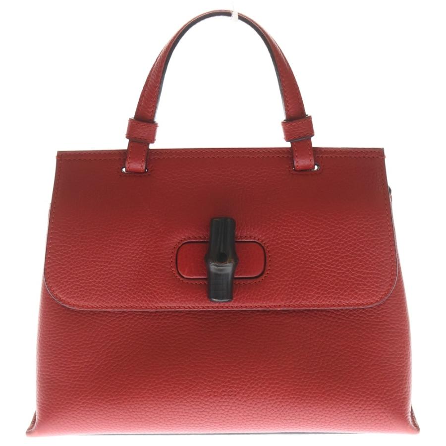 GUCCI（グッチ） バンブー 2WAYショルダーバッグ ハンドバッグ レッド