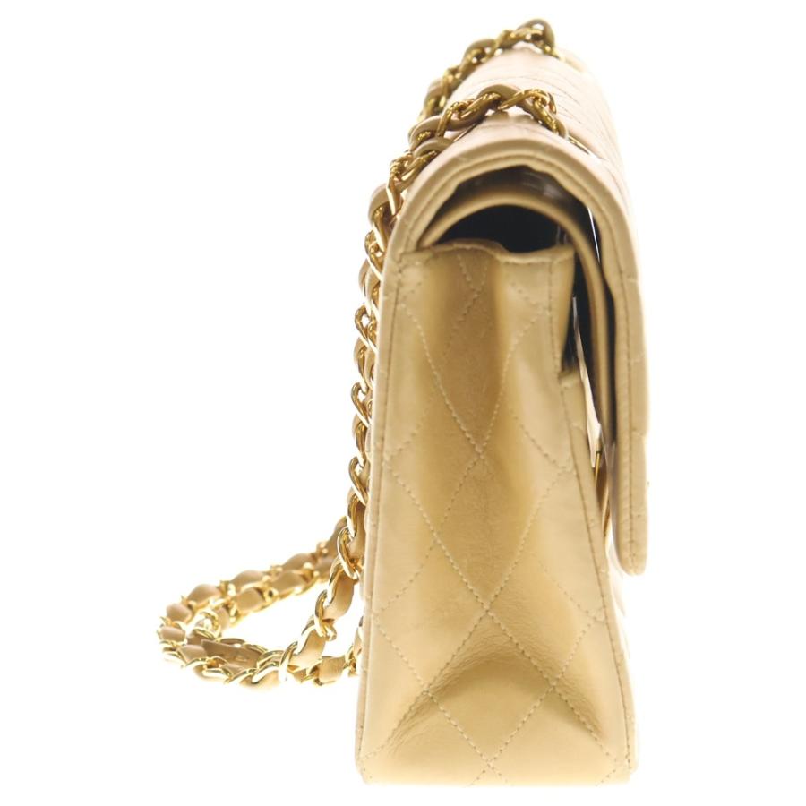 CHANEL シャネル マトラッセ 25 ダブルフラップ ベージュ ラムスキン ショルダーバッグ ゴールド金具_2