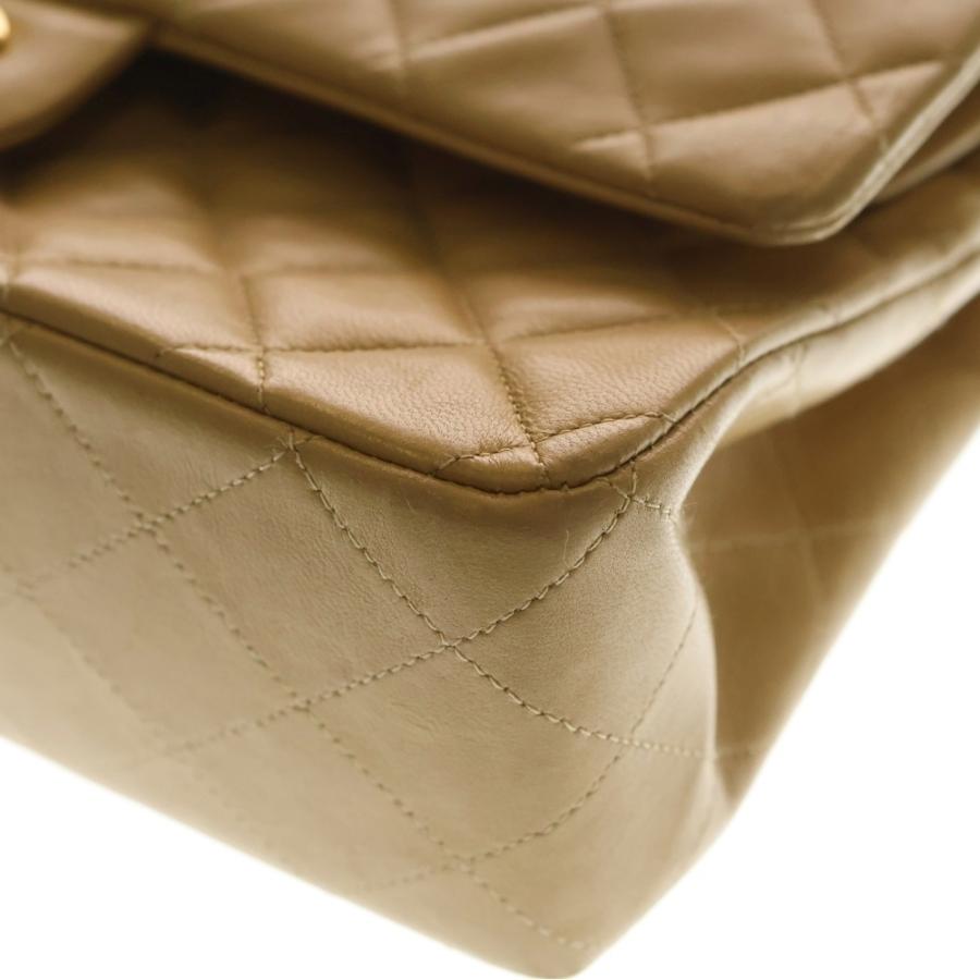 CHANEL シャネル マトラッセ 25 ダブルフラップ ベージュ ラムスキン ショルダーバッグ ゴールド金具_4
