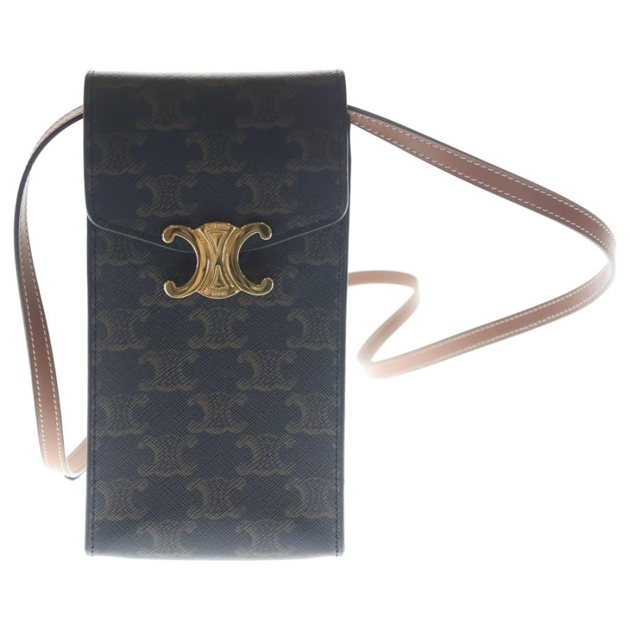 美品 セリーヌ トリオンフ モバイルポーチ フォンポーチ ショルダーバッグ CELINE（セリーヌ） トリオンフ モバイルフォンポーチ ショルダー
