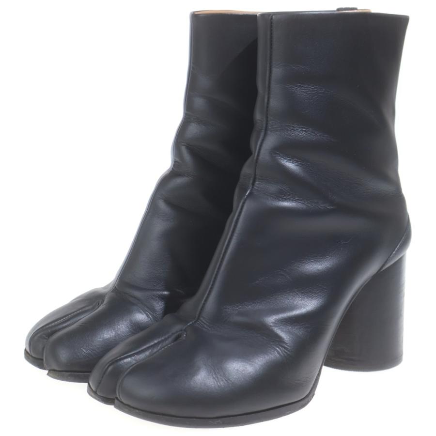 美品 Maison Margielaマルジェラ タビ ブーツ37 黒ヒール３cm Maison Margiela（メゾンマルジェラ） TABI 足袋 タビ ヒール レザー