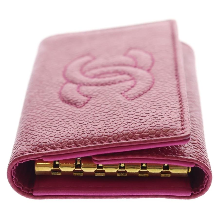 CHANEL ピンク レザー キーケース　キャビアスキン CHANEL（シャネル） ココマーク キャビアスキン レザー キーケース