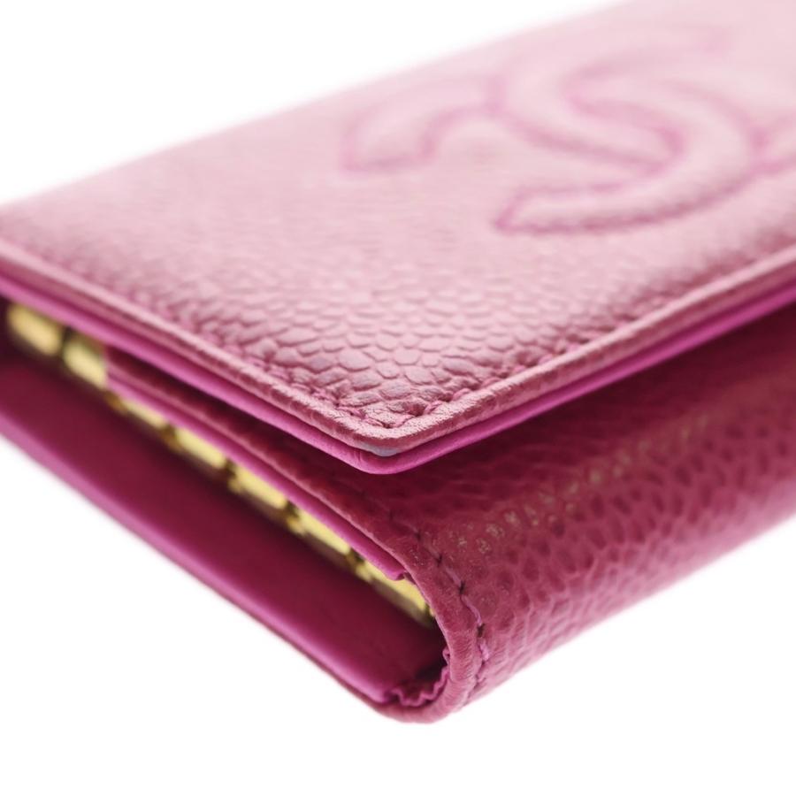 CHANEL ピンク レザー キーケース　キャビアスキン CHANEL（シャネル） ココマーク キャビアスキン レザー キーケース