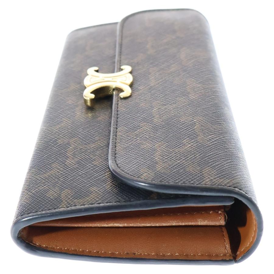 CELINE（セリーヌ） トリオンフ 総柄 レザーフラップロングウォレット