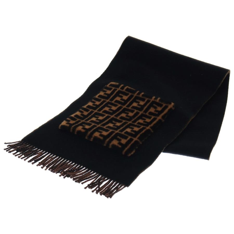 FENDI（フェンディ） FFズッカ柄 ファーポケット付フリンジカシミヤ