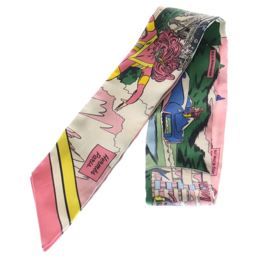 HERMES　エルメス　ツイリー　アメコミ柄　シルク　スカーフ　レディース HERMES（エルメス） ツイリー アメコミ シルクスカーフ ピンク×マルチ