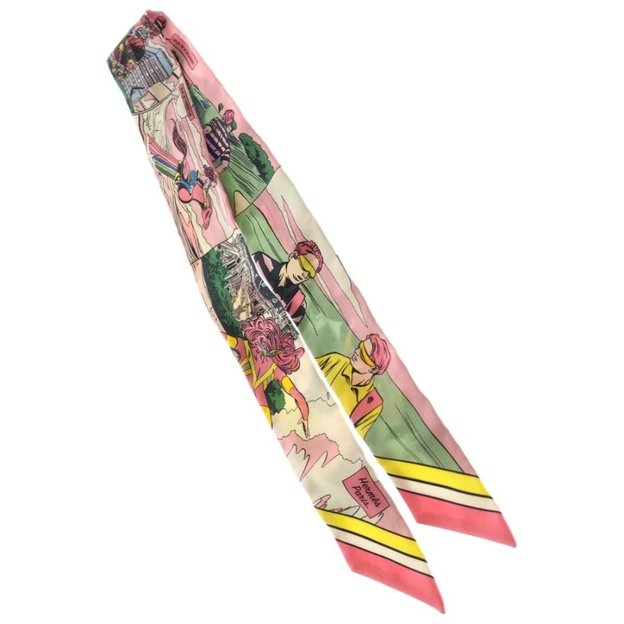 HERMES（エルメス） ツイリー アメコミ シルクスカーフ ピンク×マルチ
