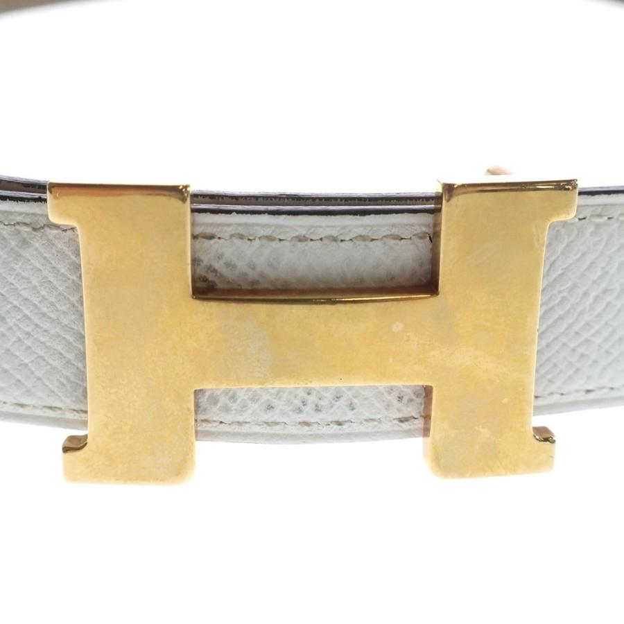 HERMES（エルメス） Hベルト Y刻印 ホワイト レザー ゴールド金具