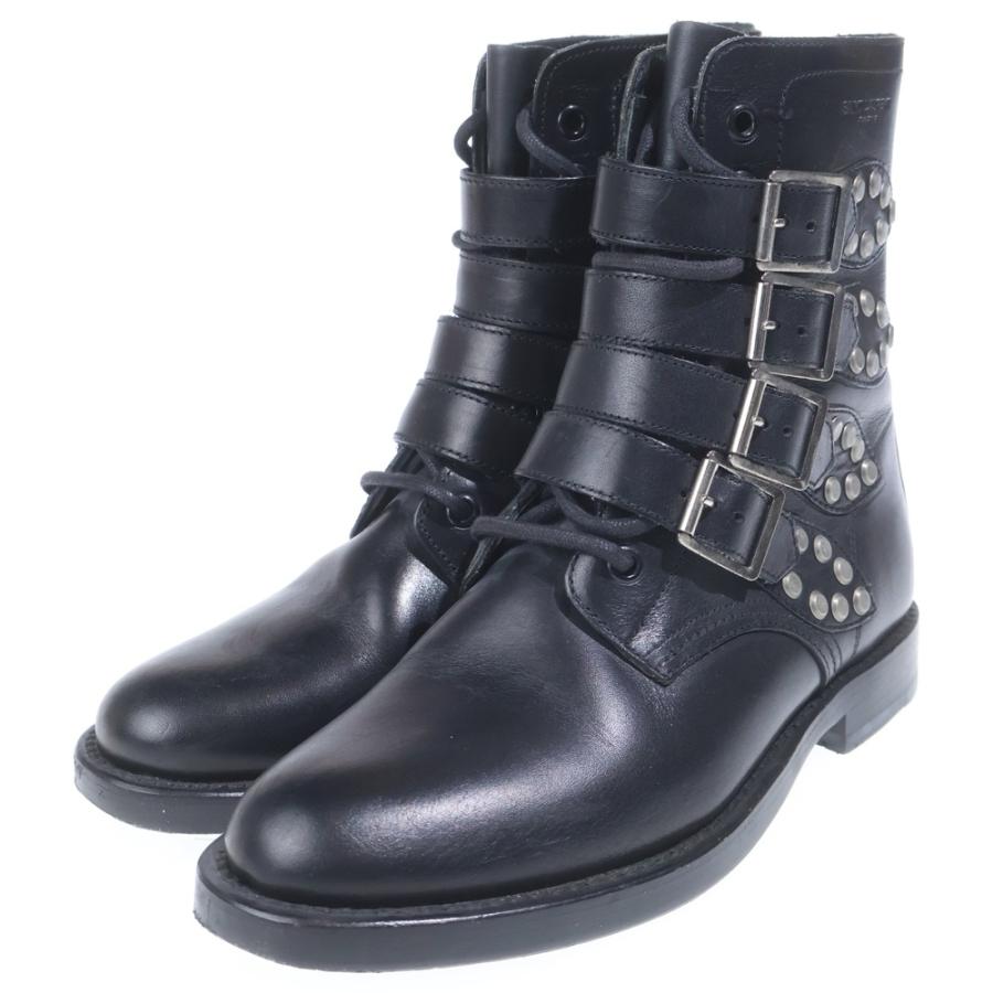 サンローラン　SAINTLAURENT ブーツ　ショートブーツ　ブラック SAINT LAURENT PARIS サンローランパリ スタッズ ベルトデザイン
